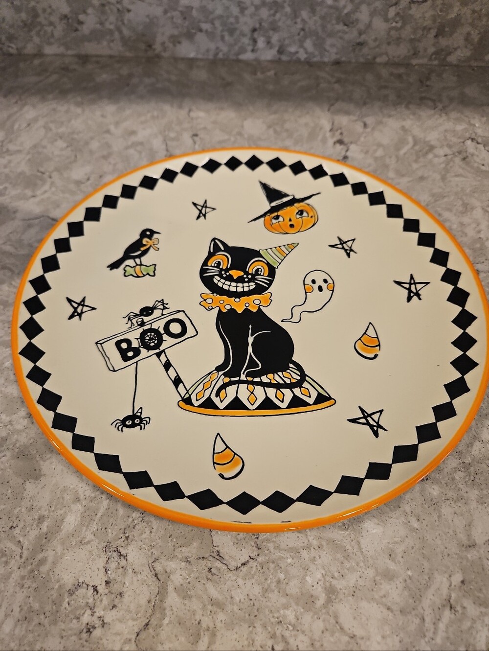 Eli + Ana Creep Show Cat Halloween Dinner Plates 10 3/4" Set Of 4 NEW